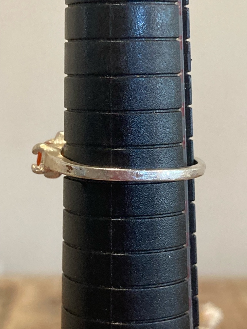 Sterling Silver Orange Gemstone Ring • Size 9 • Handmade Look • Wonky Prong - Picture 11 of 16